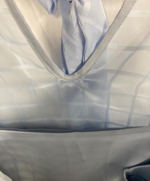 BLUE LABEL CRESTBRIDGE（ブルーレーベルクレストブリッジ）BLUE LABEL CRESTBRIDGE (ブルーレーベルクレストブリッジ) シフォンボウタイブラウス スカイブルー サイズ:36の古着・服飾アイテム