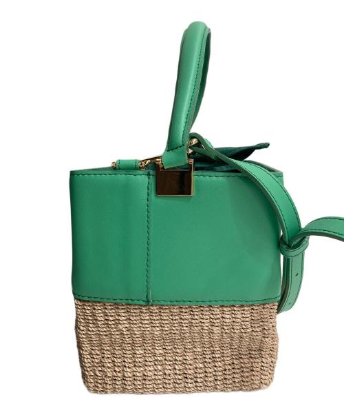 VIOLAd'ORO（ヴィオラドーロ）VIOLAd'ORO (ヴィオラドーロ) 2WAYカゴバッグ グリーン×ベージュの古着・服飾アイテム