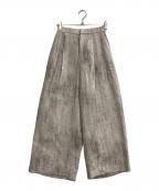 DOUDOUドゥドゥ）の古着「ニュアンス柄タックパンツ」｜ベージュ