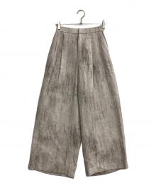 DOUDOU（ドゥドゥ）の古着「ニュアンス柄タックパンツ」｜ベージュ