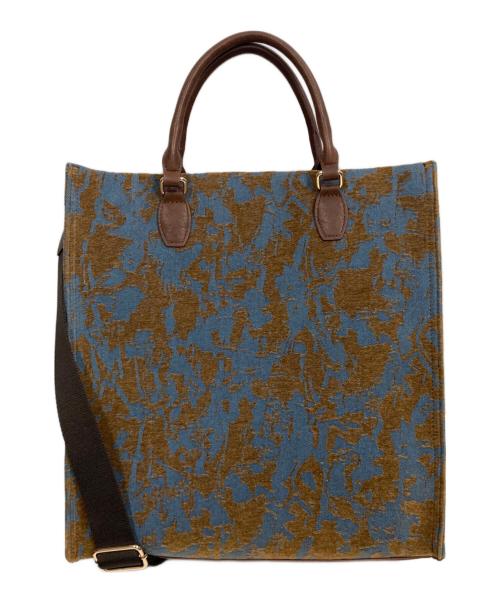 EAR（イア）EAR (イア) 柄トートバッグ ベージュ×ブルー 未使用品の古着・服飾アイテム