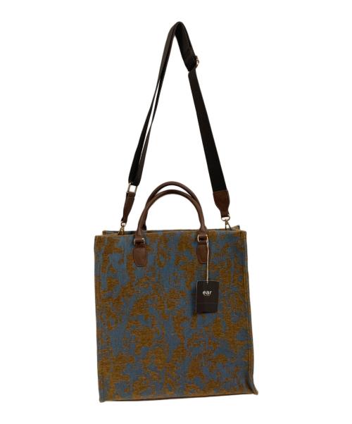 EAR（イア）EAR (イア) 柄トートバッグ ベージュ×ブルー 未使用品の古着・服飾アイテム