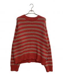 stussy（ステューシー）の古着「CHUNKY COTTON STRIPE SWEATER」｜レッド