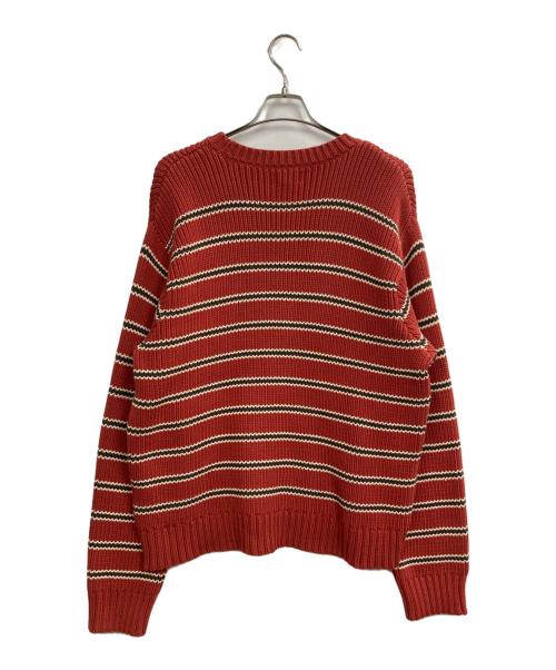 stussy（ステューシー）stussy (ステューシー) CHUNKY COTTON STRIPE SWEATER レッド サイズ:Lの古着・服飾アイテム