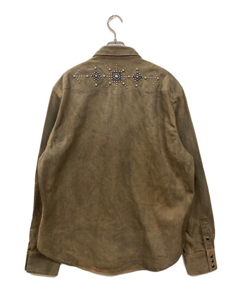 RRL（ダブルアールエル）RRL (ダブルアールエル) スリム フィット スタデッド デニム ウエスタン シャツ ブラウン サイズ:XLの古着・服飾アイテム