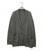 MARGARET HOWELLマーガレットハウエル）の古着「リネンコットンショールカラー長袖ニットカーディガン」｜グリーン
