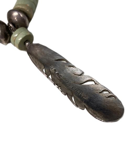 INDIAN JEWERY（インディアン ジュエリー）INDIAN JEWERY (インディアン ジュエリー) フェザーネックレス ライトグリーンの古着・服飾アイテム