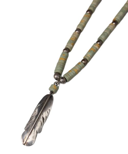 INDIAN JEWERY（インディアン ジュエリー）INDIAN JEWERY (インディアン ジュエリー) フェザーネックレス ライトグリーンの古着・服飾アイテム
