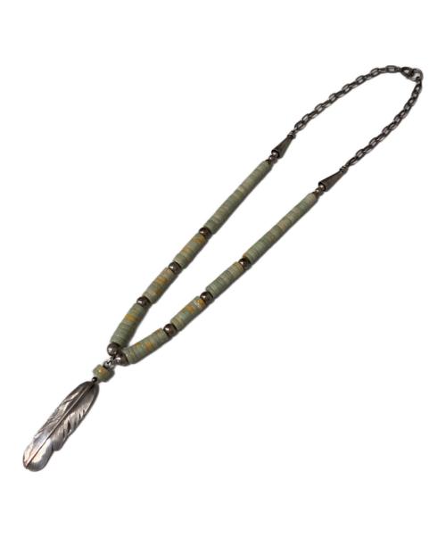 INDIAN JEWERY（インディアン ジュエリー）INDIAN JEWERY (インディアン ジュエリー) フェザーネックレス ライトグリーンの古着・服飾アイテム