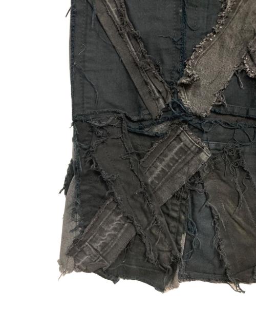 USED（ユーズド）USED (ユーズド) 再構築デニムパンツ ブラック サイズ:不明（実寸サイズをご確認ください）の古着・服飾アイテム