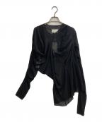 Maison Margielaメゾンマルジェラ）の古着「シアーアシンメトリードレープカットソー」｜ブラック