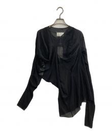 Maison Margiela（メゾンマルジェラ）の古着「シアーアシンメトリードレープカットソー」｜ブラック