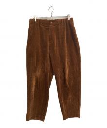 ATON（エイトン）の古着「suvin corduroy easy tapered pants」｜ブラウン