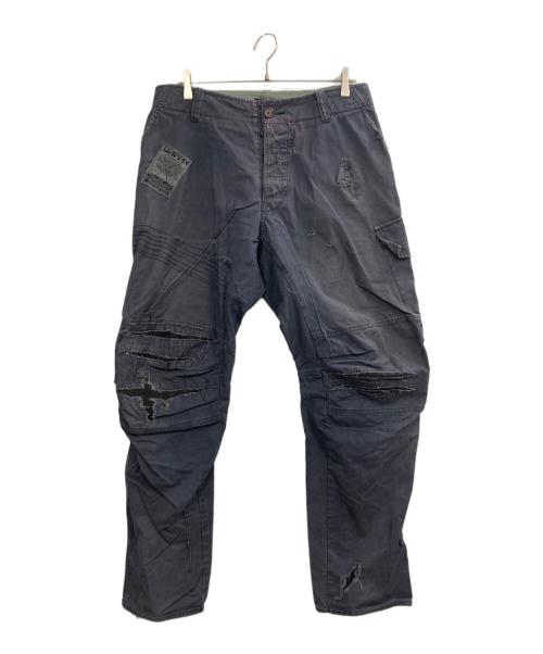 GRIFFIN（グリフィン）GRIFFIN (グリフィン) 加工バイカーパンツ ネイビー サイズ:Ｌの古着・服飾アイテム