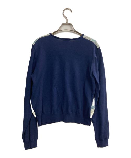 ROPE（ロペ）ROPE (ロペ) ヴィンテージスカーフプリントカーディガン ネイビー サイズ:FREEの古着・服飾アイテム