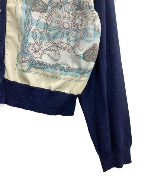 ROPE（ロペ）ROPE (ロペ) ヴィンテージスカーフプリントカーディガン ネイビー サイズ:FREEの古着・服飾アイテム