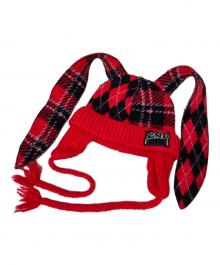 Candy Stripper（キャンディーストリッパー）の古着「FLUFFY CHECK BUNNY EAR BEANIE」｜レッド