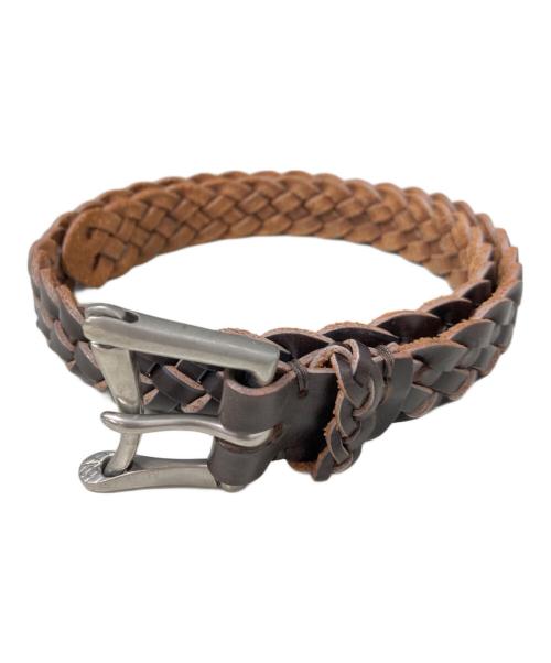 Halcyon Belt Company（ハルシオンベルトカンパニー）Halcyon Belt Company (ハルシオンベルトカンパニー) 編み込みレザーベルト ブラウン サイズ:XSの古着・服飾アイテム