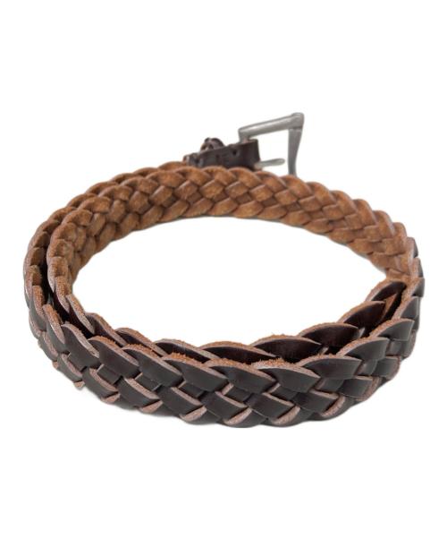 Halcyon Belt Company（ハルシオンベルトカンパニー）Halcyon Belt Company (ハルシオンベルトカンパニー) 編み込みレザーベルト ブラウン サイズ:XSの古着・服飾アイテム