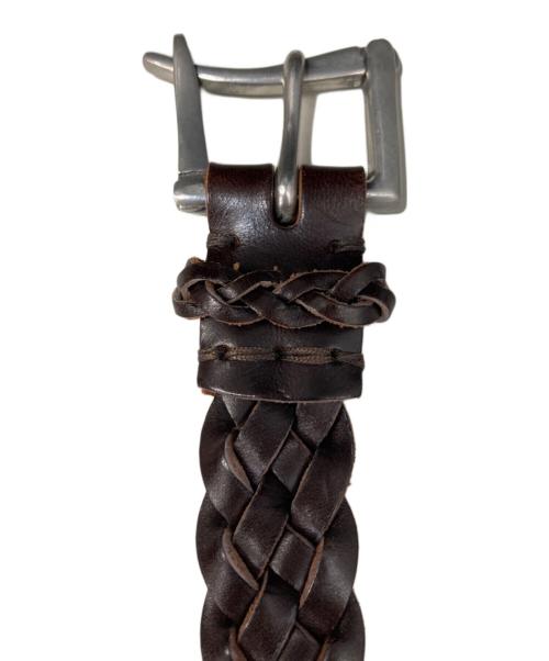 Halcyon Belt Company（ハルシオンベルトカンパニー）Halcyon Belt Company (ハルシオンベルトカンパニー) 編み込みレザーベルト ブラウン サイズ:XSの古着・服飾アイテム