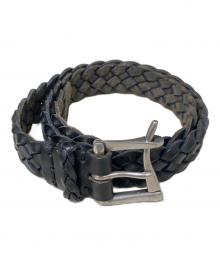 Halcyon Belt Company（ハルシオンベルトカンパニー）の古着「編み込みレザーベルト」｜ブラック
