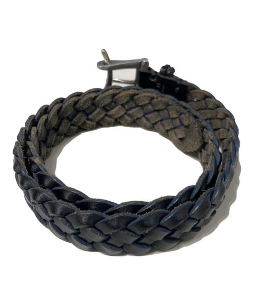 Halcyon Belt Company（ハルシオンベルトカンパニー）Halcyon Belt Company (ハルシオンベルトカンパニー) 編み込みレザーベルト ブラック サイズ:XSの古着・服飾アイテム