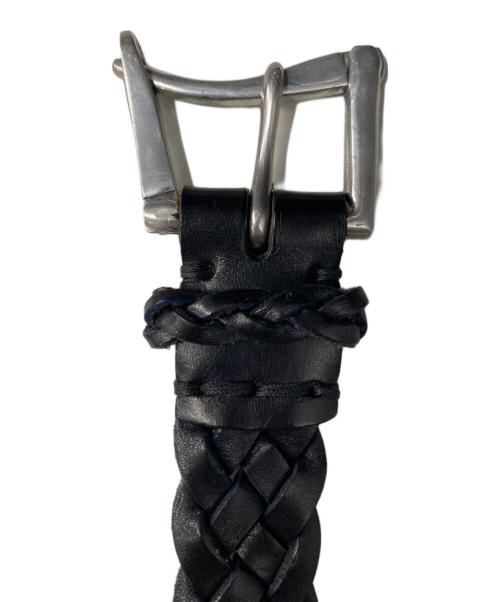 Halcyon Belt Company（ハルシオンベルトカンパニー）Halcyon Belt Company (ハルシオンベルトカンパニー) 編み込みレザーベルト ブラック サイズ:XSの古着・服飾アイテム