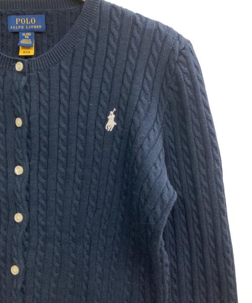 POLO RALPH LAUREN（ポロ・ラルフローレン）POLO RALPH LAUREN (ポロ・ラルフローレン) ケーブル編みニットカーディガン ネイビー サイズ:XLの古着・服飾アイテム