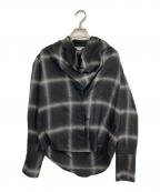 STELLA McCARTNEYステラマッカートニー）の古着「カウルネックアシメチェックシャツ」｜ブラック