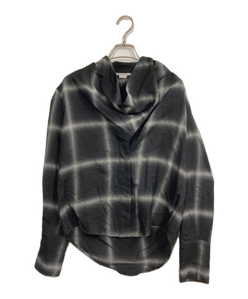 STELLA McCARTNEY（ステラマッカートニー）STELLA McCARTNEY (ステラマッカートニー) カウルネックアシメチェックシャツ ブラック サイズ:34の古着・服飾アイテム