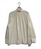 UNTITLEDアンタイトル）の古着「ボウタイ付スタンドネック ボリュームブラウス」｜ホワイト