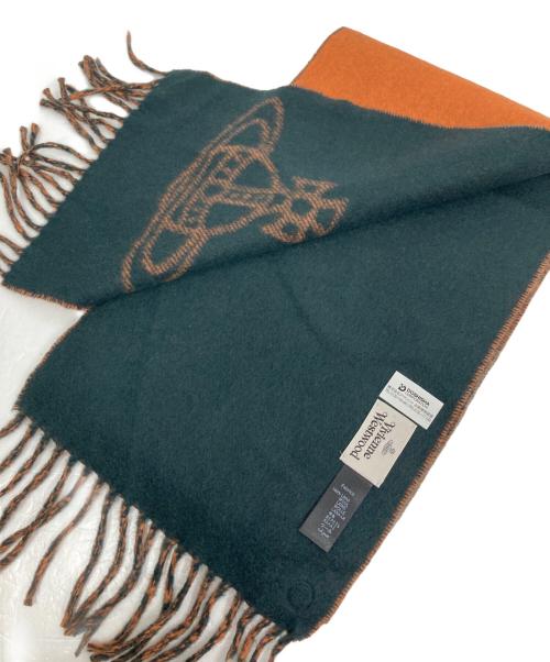 Vivienne Westwood（ヴィヴィアンウエストウッド）Vivienne Westwood (ヴィヴィアンウエストウッド) ラムウールストール オレンジ×グリーンの古着・服飾アイテム