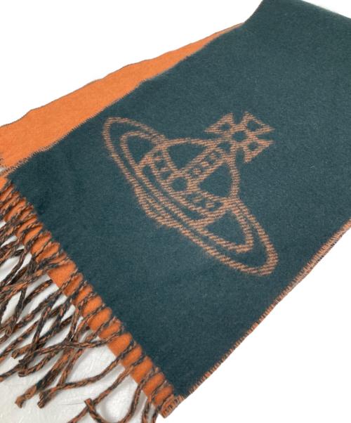 Vivienne Westwood（ヴィヴィアンウエストウッド）Vivienne Westwood (ヴィヴィアンウエストウッド) ラムウールストール オレンジ×グリーンの古着・服飾アイテム