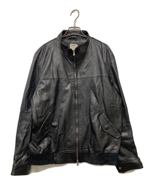EMMETI（エンメティ）EMMETI (エンメティ) ラムレザーシングルライダースジャケット ブラック サイズ:Lの古着・服飾アイテム
