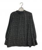La boutique BonBonラブティックボンボン）の古着「ナローネックドットブラウス」｜ブラック