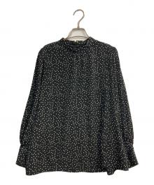 La boutique BonBon（ラブティックボンボン）の古着「ナローネックドットブラウス」｜ブラック