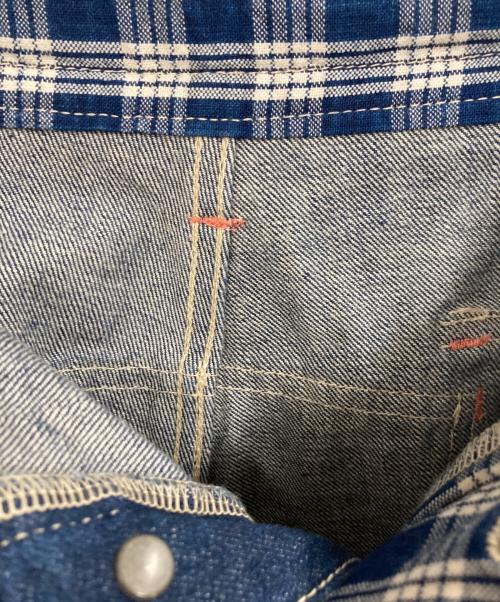 Porter Classic（ポータークラシック）Porter Classic (ポータークラシック) ヒッコリークロップドデニムパンツ ネイビー×ホワイト サイズ:Lの古着・服飾アイテム