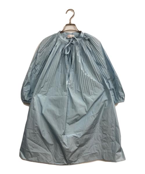RED VALENTINO（レッドヴァレンティノ）RED VALENTINO (レッドヴァレンティノ) ギャザーブラウスチュニック ブルー サイズ:38の古着・服飾アイテム