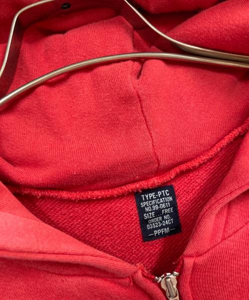 PPFM（ピーピーエフエム）PPFM (ピーピーエフエム) ジップパーカー レッド サイズ:Mの古着・服飾アイテム