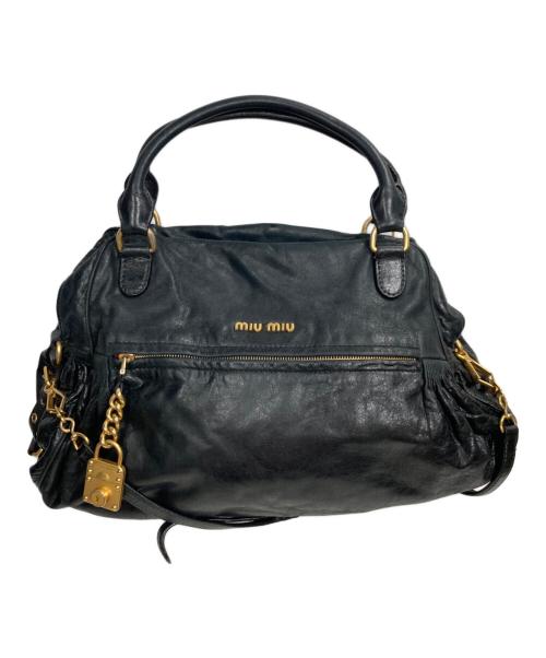 MIU MIU（ミュウミュウ）MIU MIU (ミュウミュウ) ヴィッテロレザー2WAYバッグ ブラックの古着・服飾アイテム