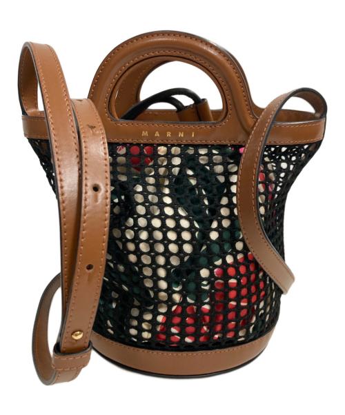 MARNI（マルニ）MARNI (マルニ) WISTARIA メッシュショルダーバッグ ブラック×アイボリーの古着・服飾アイテム