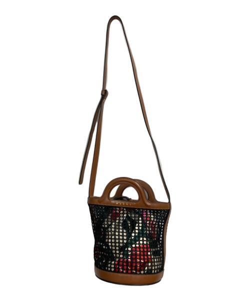 MARNI（マルニ）MARNI (マルニ) WISTARIA メッシュショルダーバッグ ブラック×アイボリーの古着・服飾アイテム