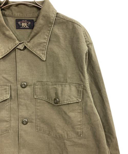 RRL（ダブルアールエル）RRL (ダブルアールエル) REVERSE SATEEN OVERSHIRT オリーブ サイズ:Lの古着・服飾アイテム