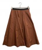 MARGARET HOWELLマーガレットハウエル）の古着「WASHED COTTON SATIN スカート」｜ブラウン