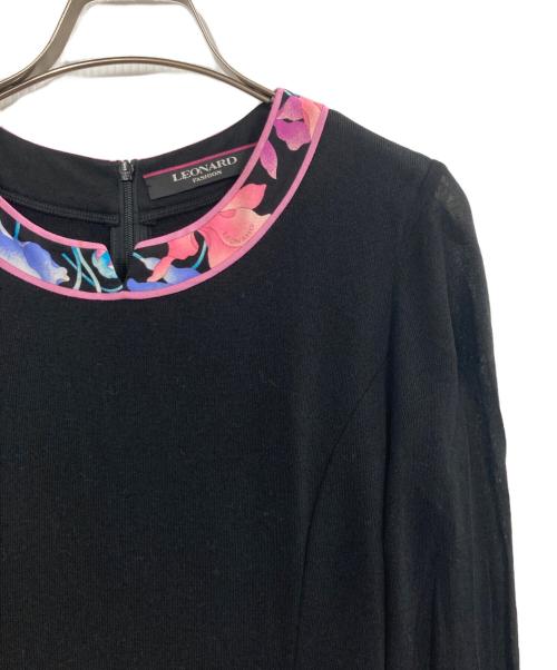 LEONARD（レオナール）LEONARD (レオナール) ニットドッキングワンピース ブラック×ピンク サイズ:34の古着・服飾アイテム