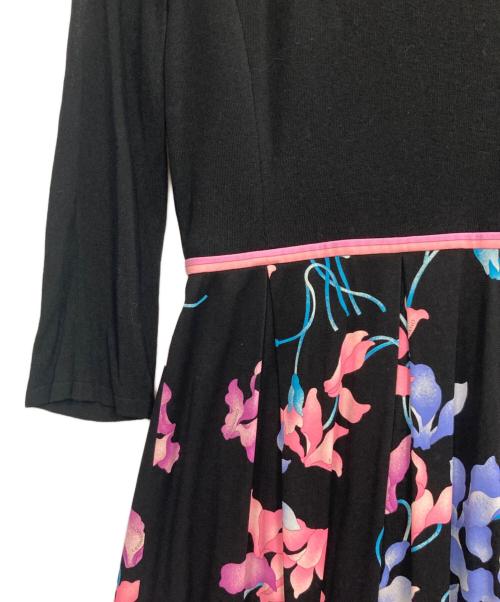 LEONARD（レオナール）LEONARD (レオナール) ニットドッキングワンピース ブラック×ピンク サイズ:34の古着・服飾アイテム