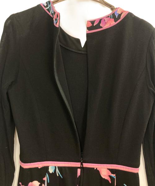 LEONARD（レオナール）LEONARD (レオナール) ニットドッキングワンピース ブラック×ピンク サイズ:34の古着・服飾アイテム