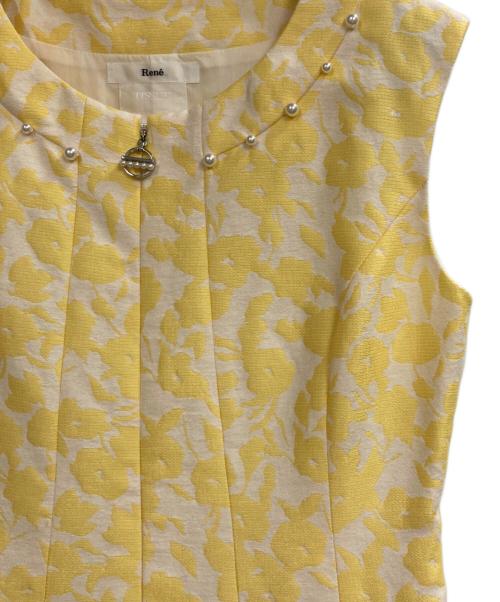 Rene（ルネ）Rene (ルネ) フラワージャガードボリュームワンピース イエロー サイズ:34の古着・服飾アイテム