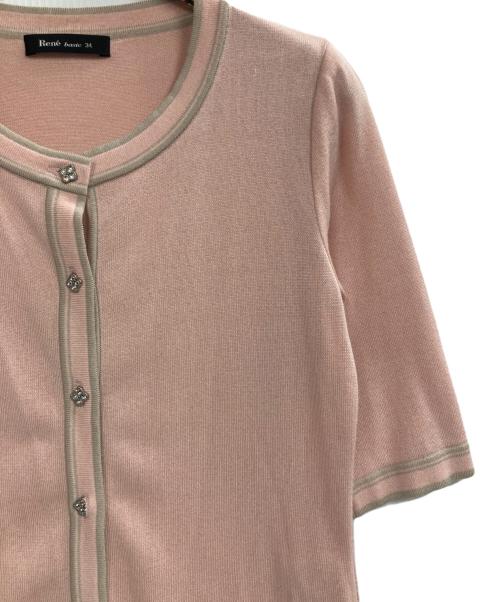 Rene basic（ルネベーシック）Rene basic (ルネベーシック) S/Sビジューボタンカーディガン ピンク サイズ:34の古着・服飾アイテム