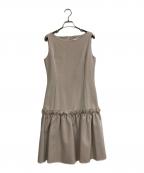 FOXEY NEWYORKフォクシーニューヨーク）の古着「フリルノースリーブワンピース」｜ベージュ